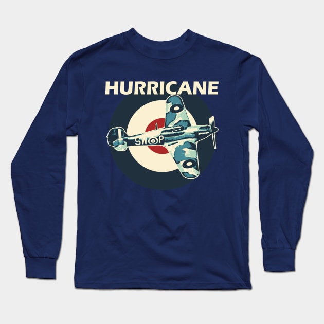 Hawker Hurricane Aircraft Airplane Aeroplane RAF Plane UK Roundel Retro Long Sleeve T-Shirt by BeesTeez